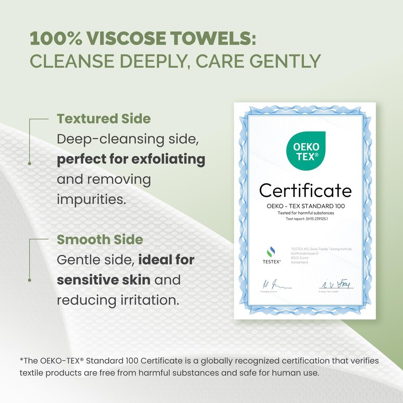 Disposable Face Towels - XL 10"x12" Biodegradable Viscose Towelettes for Women | 100 Count