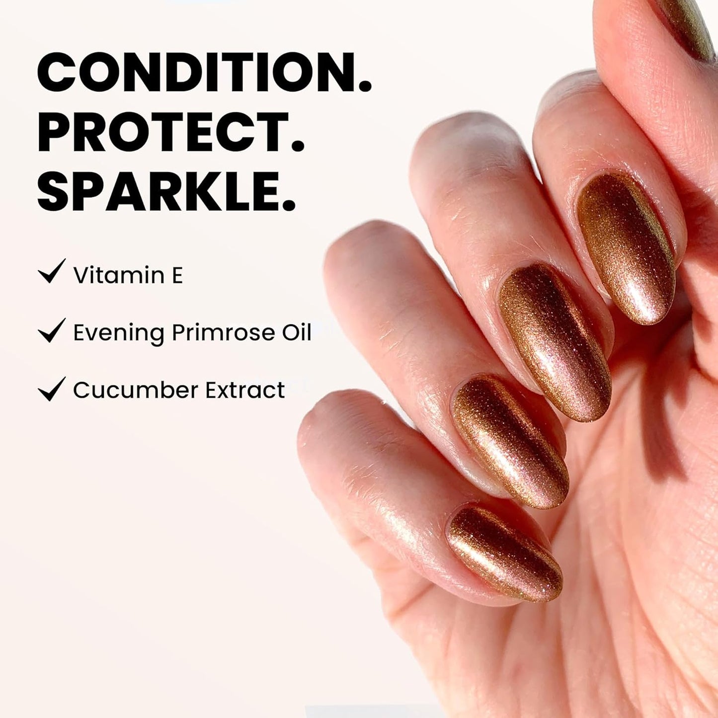 LONDONTOWN Shimmer Nail Highlighter | Iridescent Copper Rose Gold Nail Polish Treatment - Vegan, 0.40 fl oz