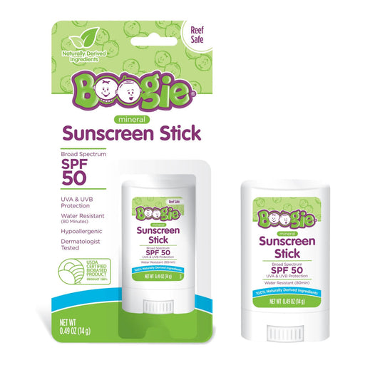 Boogie Mineral Sunscreen Stick SPF 50-0.49 oz - Sunscreen for Kids - Broad Spectrum UVA & UVB Protection - Water Resistant Sun Protection - Hypoallergenic - 100% Naturally Derived Ingredients