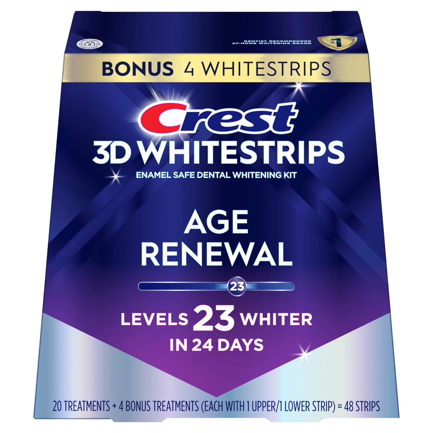 Crest 3D Whitestrips Age Renewal, 3D White, Teeth Whitening Strip Kit, 48 Strips (24 Count Pack), Crest Teeth Whitening Strips, Teeth Whitening Kit