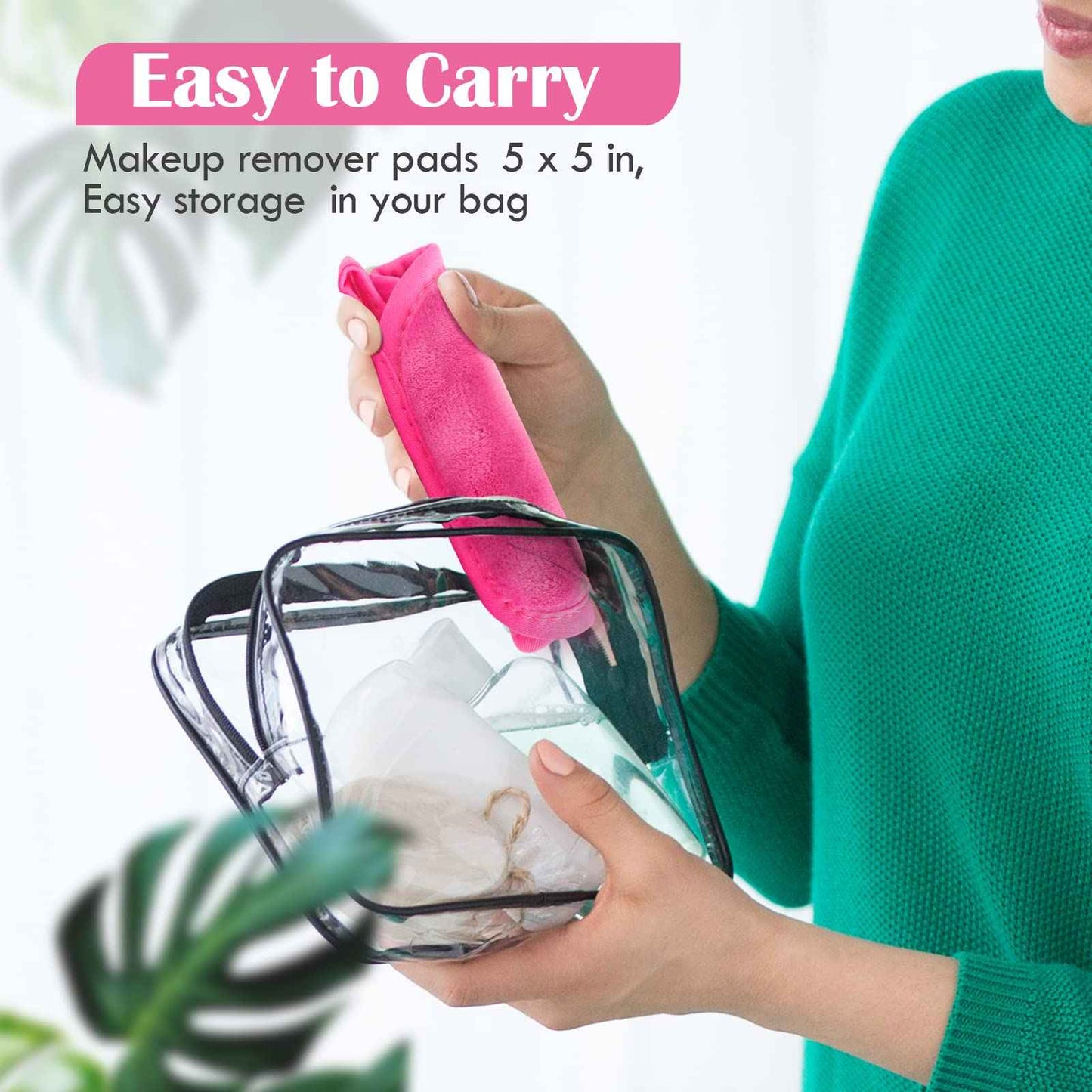 Orighty Reusable Microfiber Facial Cleansing Cloths, Pack of 4, Bundle with 5 x 5 in Makeup Remover Pads, 24 Pack