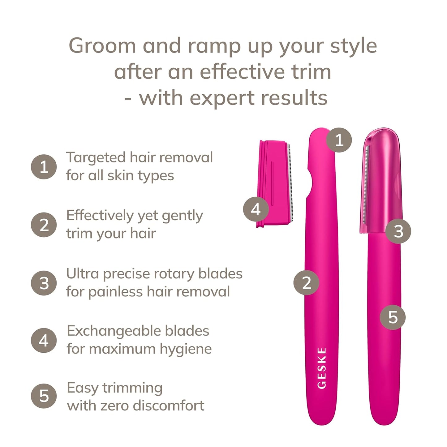 Precision Trimmer - 4 in 1 Painless Hair Remover for Face & Body | Hypoallergenic Grooming Device with Easy-to-Exchange Blades