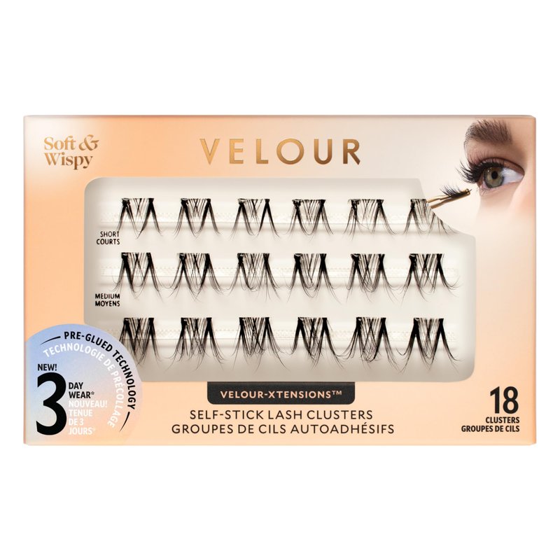 Velour-Xtensions™ Self-Stick Lash Clusters Everyday Natural, Self Adhesive Eyelashes with 18 Underlash Clusters, New No Glue Technology for Lightweight Effortless Lash Look at Home