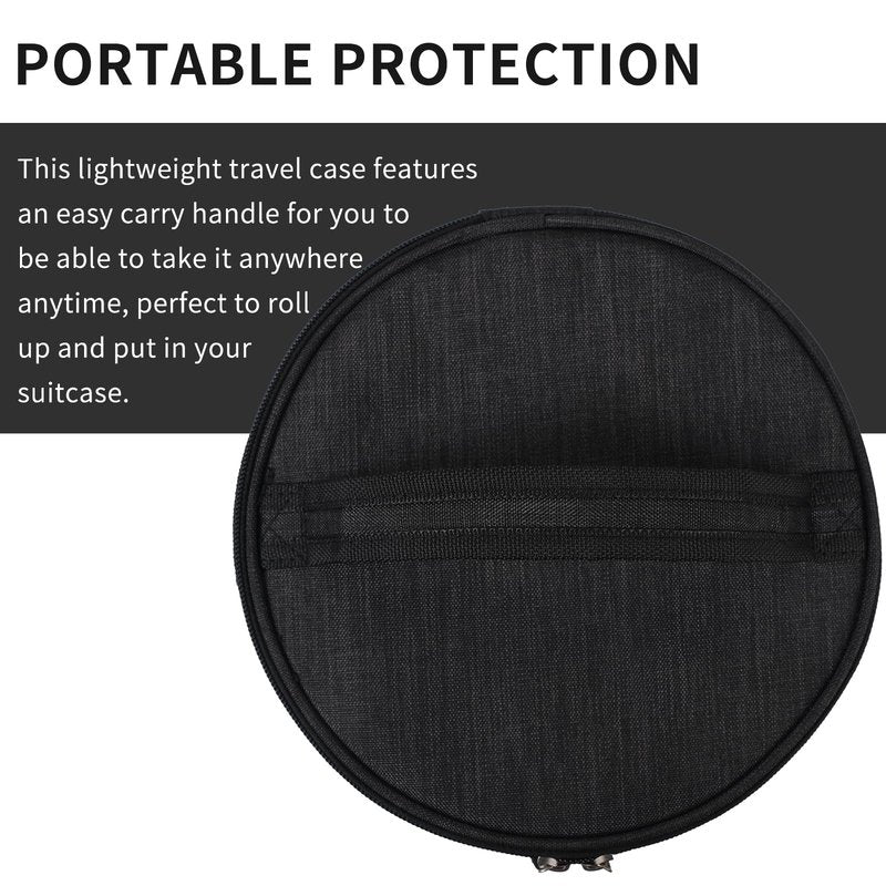 Travel Case for Wigs, Black Quilted Nylon with Interior Mirror, Zipper, & Double Stitching, Lightweight & Portable Wig Pouch by Adolfo Design
