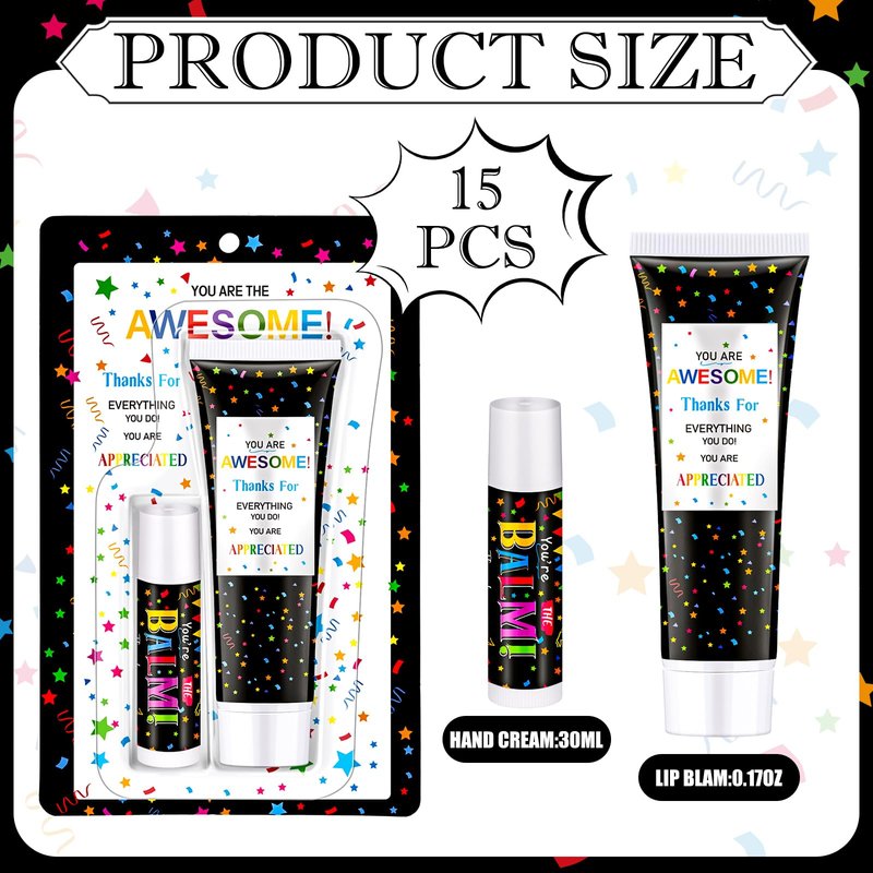 Dansib 15 Pack Employee Teacher Appreciation Gifts Bulk Lip Balm Hand Cream Teacher Employee Staff Team Thank You Gifts You're Awesome Volunteer Nurse Appreciation Party Favor for Women Men Coworker