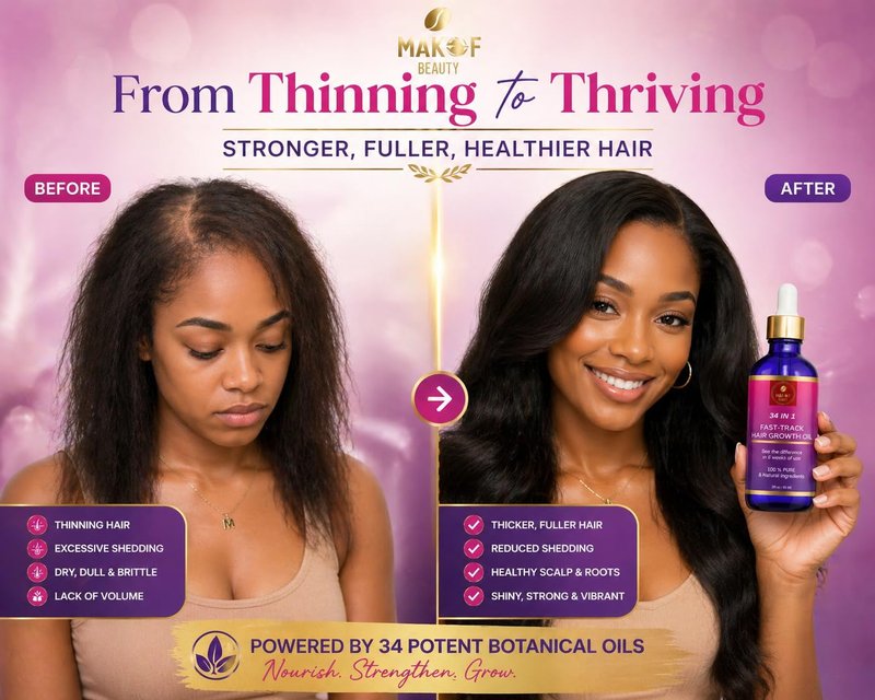 Hair Growth Oil - 34-in-1 Fast-Track Formula for Rapid Growth | Moisturizing Blend of Exotic Oils & Botanicals - 2 fl oz