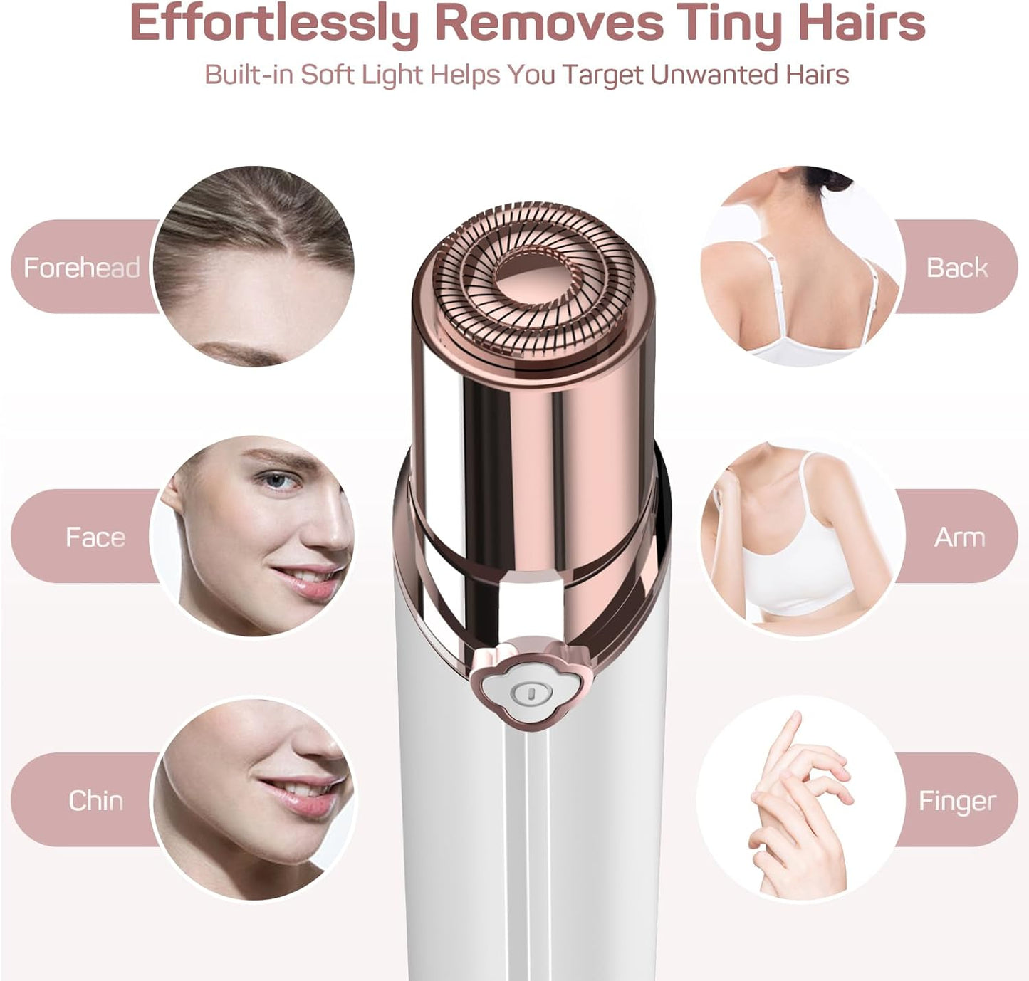 Facial Hair Removal Device for Women - 4 Replacement Heads | Chin & Upper Lip Trimmer