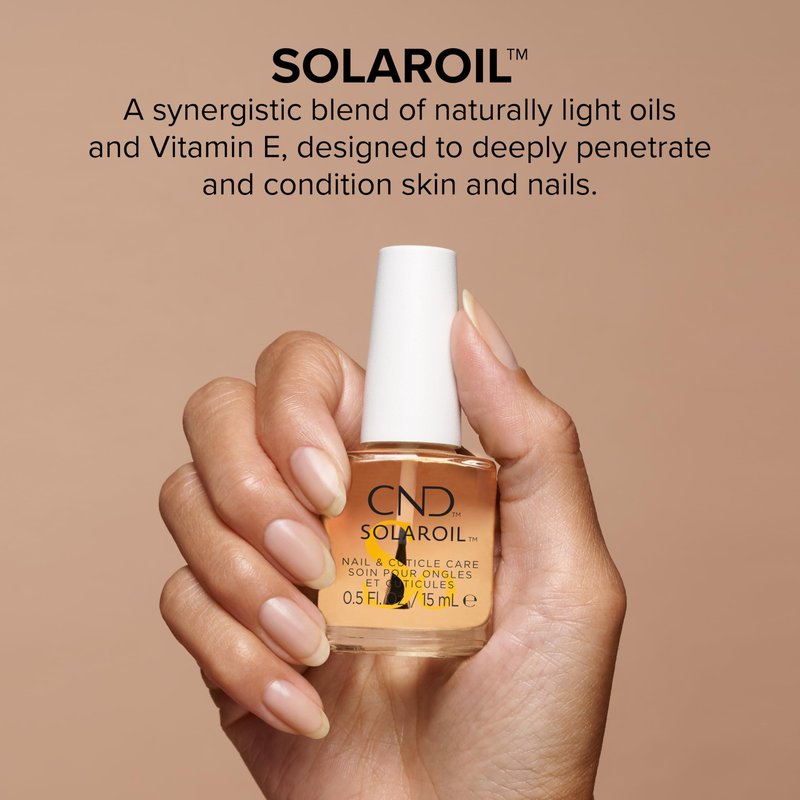 CND SolarOil Cuticle Oil, Natural Blend Of Jojoba, Vitamin E, Rice Bran and Sweet Almond Oils, Moisturizes and Conditions Skin, Pack Of 1, 0.5 oz.