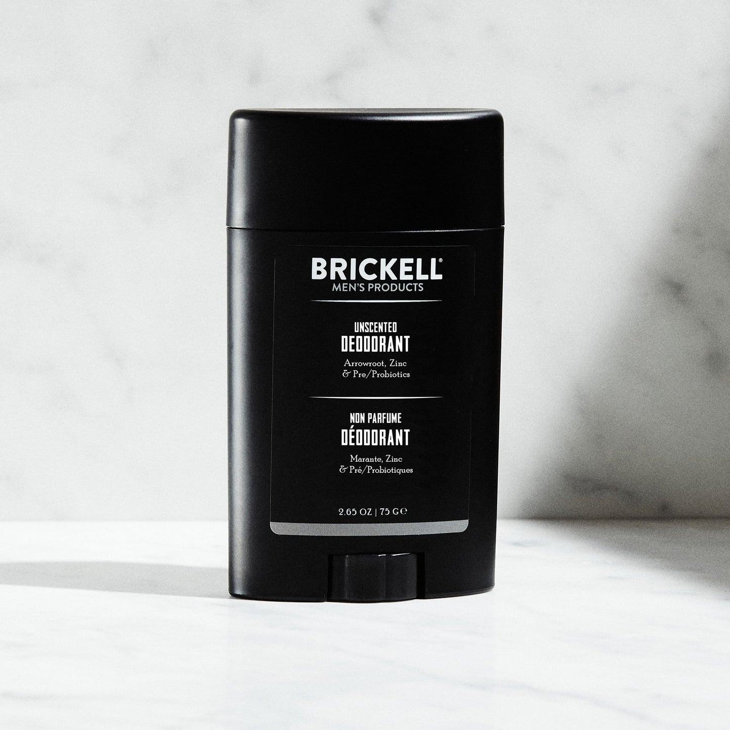Brickell Men's Products Deodorant For Men, Aluminum, Alcohol, and Baking Soda Free, With Arrow Root Powder, Olive Oil, and Inulin, 2.65 Ounce, Unscented