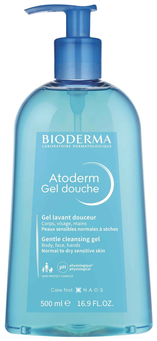 Bioderma - Atoderm - Shower Gel - Moisturizing Body and Face Wash - for Family with Normal to Dry Sensitive Skin