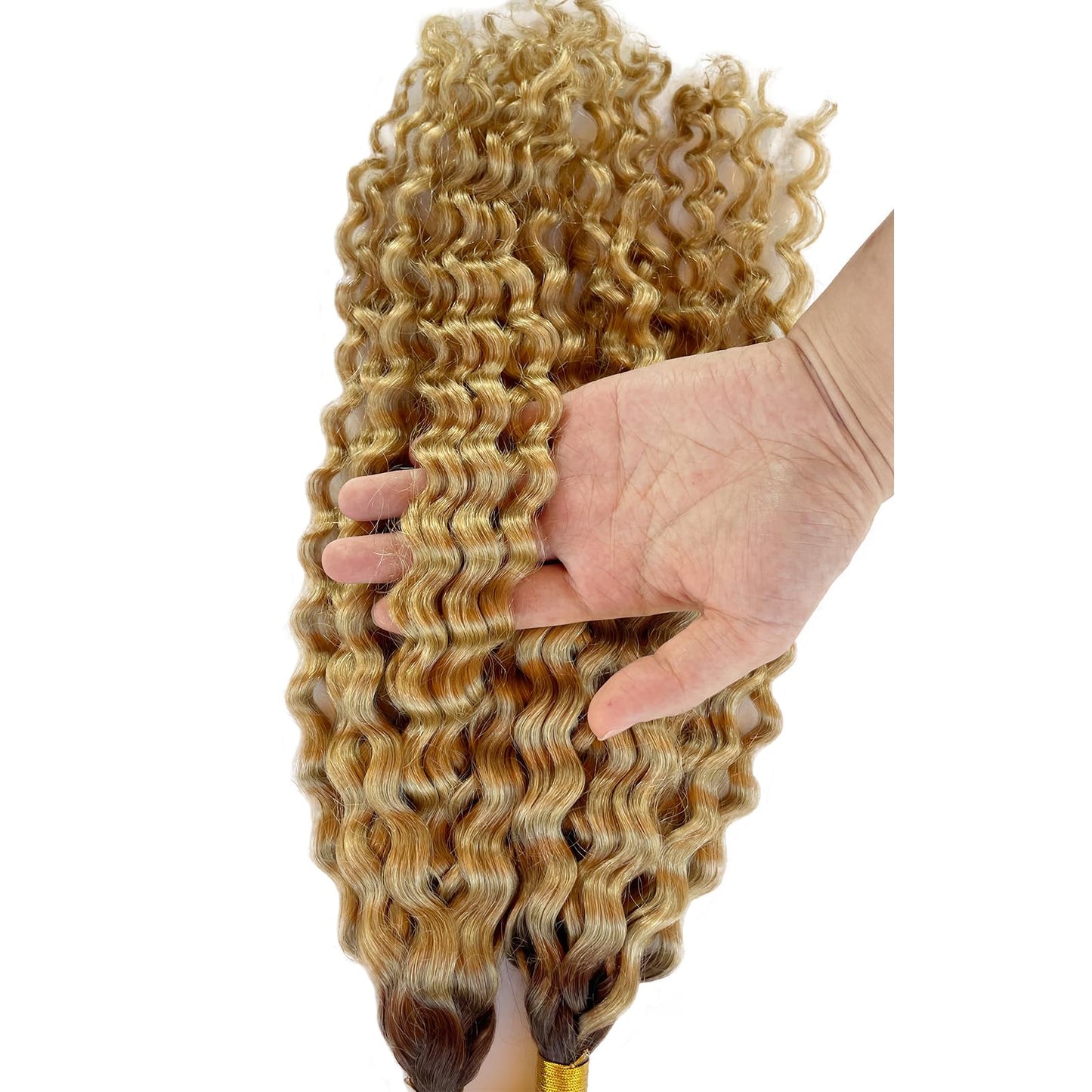 Human Braiding Hair for Boho Braids 22 Inch 100g Highlight Blonde Human Hair Bulk Water Wave 100% Curly Human Hair for Braiding Black Women Wet And Wavy Human Hair 4T27 Color
