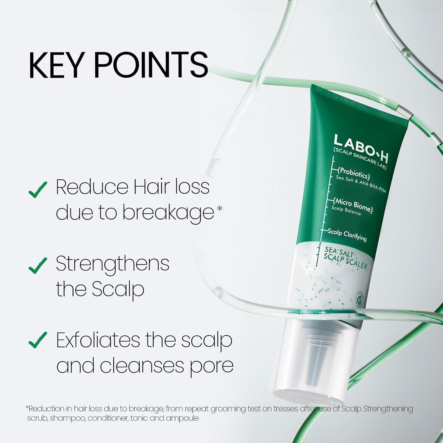 LABO.H Scalp Strengthening Scrub - Korean Clarifying Shampoo for Hair Growth | Vegan Rosemary & Sea Salt Exfoliator, 7.33 Fl Oz