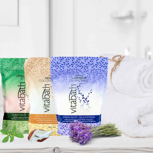 Vitabath Lavender Chamomile Epsom Salts Relaxing Detox Aromatherapy, Muscle Soreness & Body Ache Relieving Soak & Nourishing Skincare for Women & Men - Cruelty-Free - 36 oz