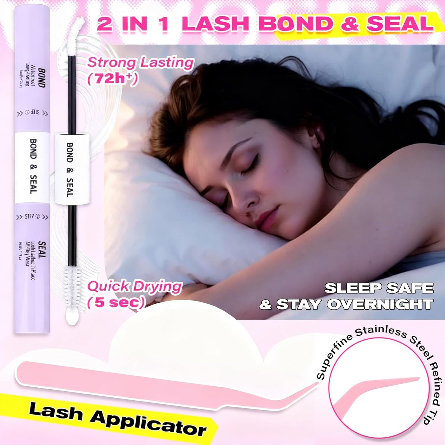 Bottom Lash Clusters Kit - Mega Volume Spiky Eyelash Extensions with Clear Bond & Seal | Fairy Style