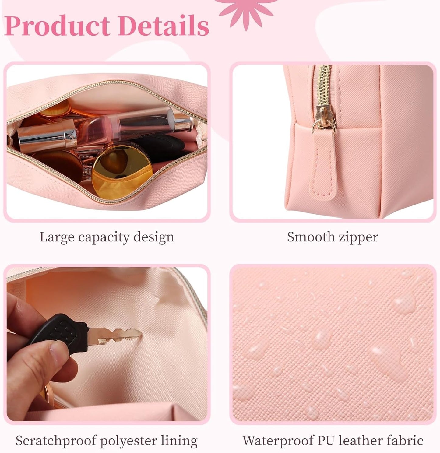Small Makeup Bags - 8 Pcs PU Leather Waterproof Cosmetic Pouches | Portable Toiletry Organizers for Travel