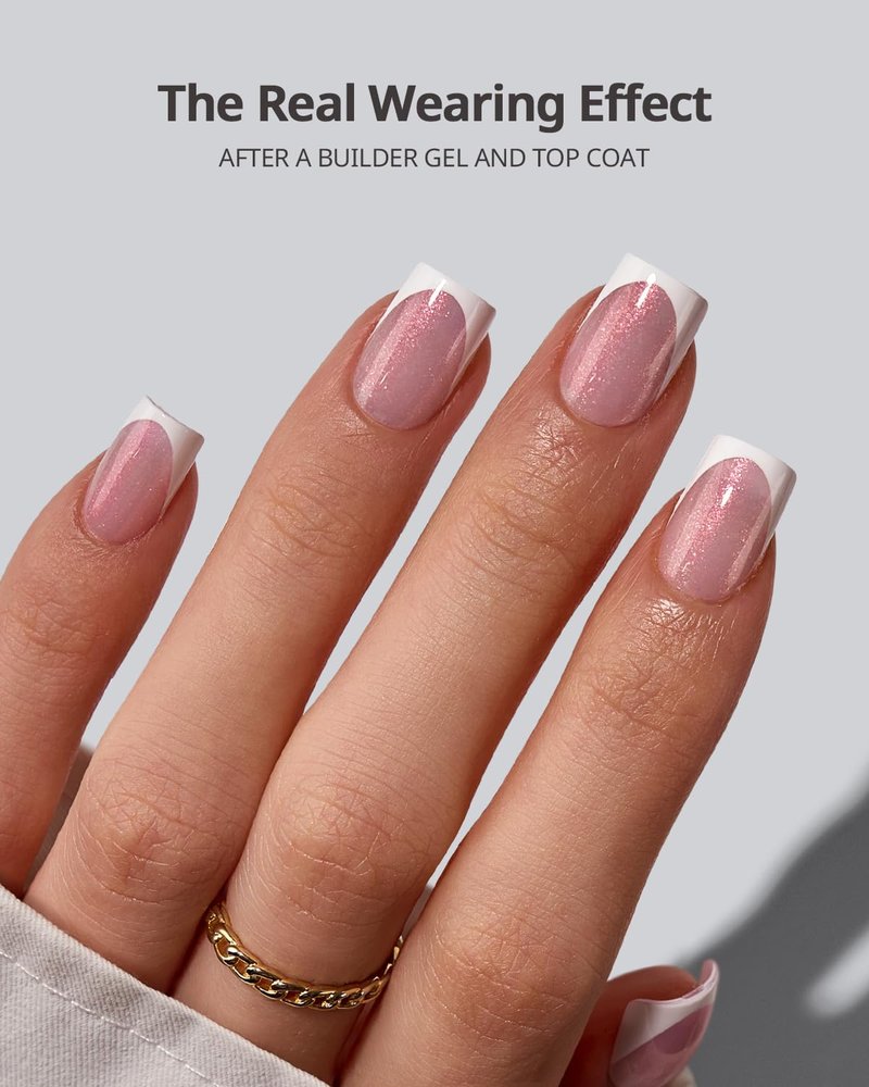 Shimmering French Tip Press-On Nails - 96 Pcs Sparkling Pink Extra Short Set | 16 Sizes for Weddings