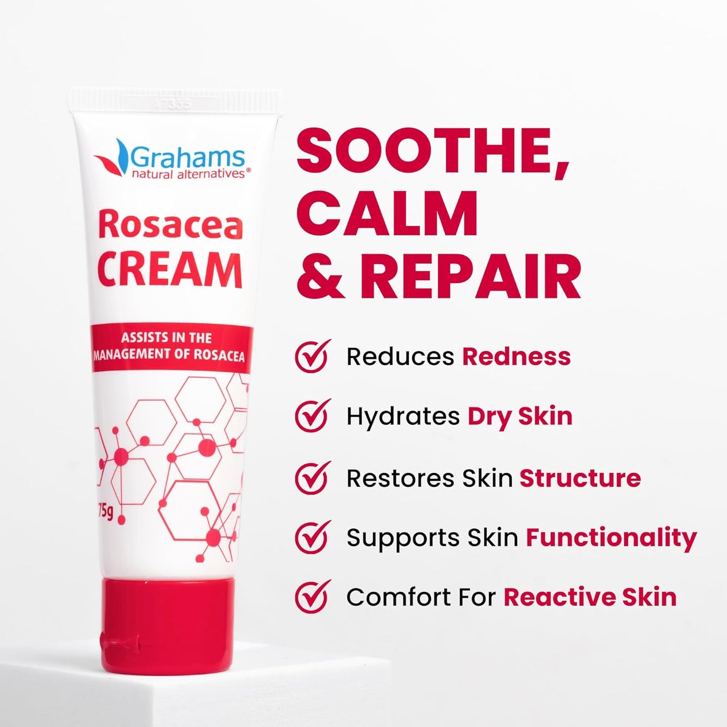 Natural Rosacea Treatment - Anti-Redness Face Cream to Soothe Flare-Ups | Hypoallergenic, Steroid-Free (2.64 fl oz)