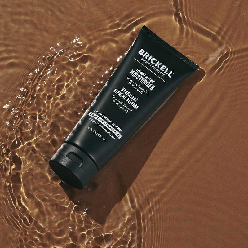 Brickell Men's Element Defense SPF45 Moisturizer for Men, Mineral Sunscreen, Hydrates and Protects Skin Against UVA/UVB Rays, With Zinc, Vitamin E, and Green Tea, 8 Ounce, Unscented