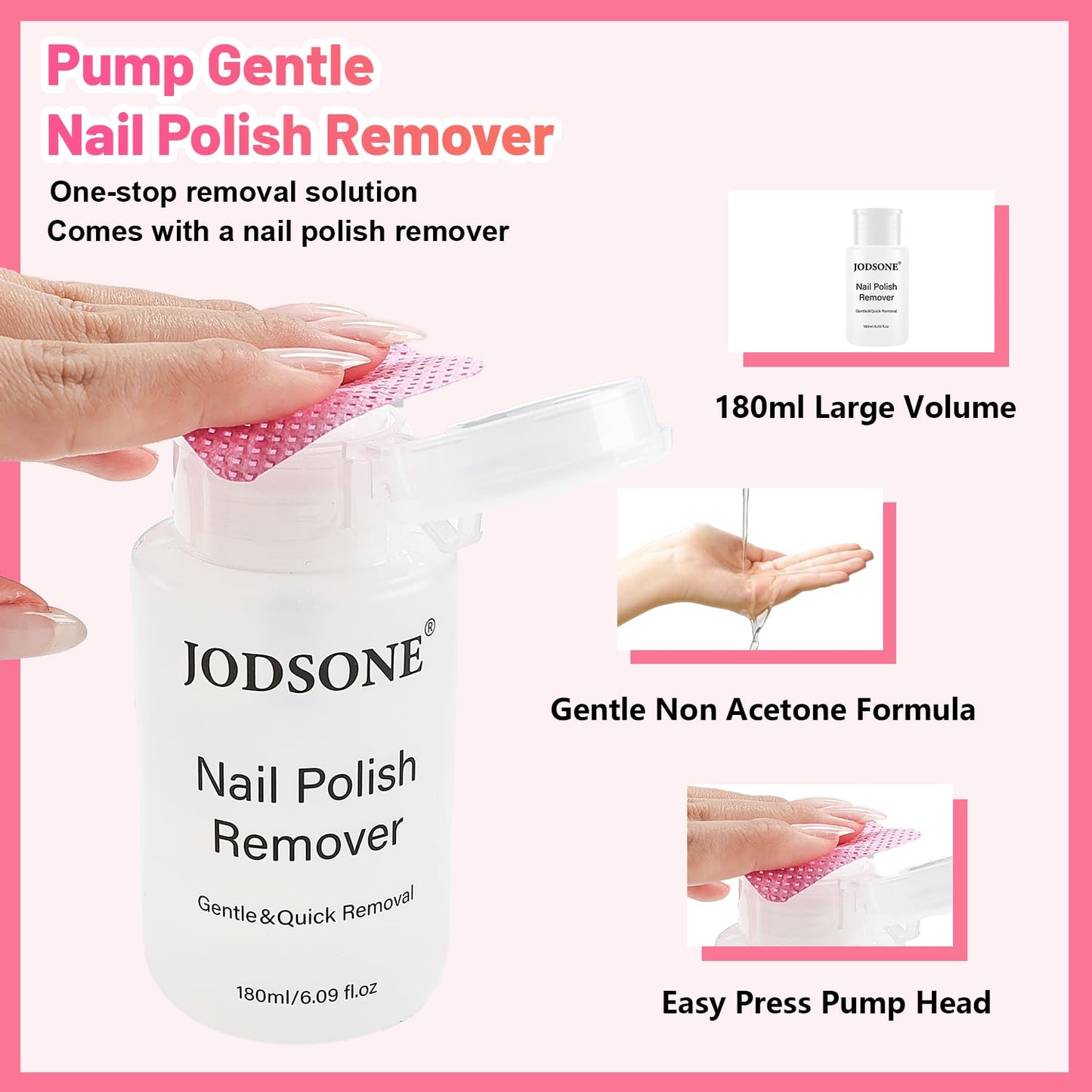 JODSONE Nail Polish Remover Kit with Non-Acetone Nail Polish Remover,Nail Clips,200Pcs Cotton Pads,Cuticle Pusher & Peeler,Soak Off Gel Remover Set for Gel Nail Polish,Safe & Gentle Nail Care Tools