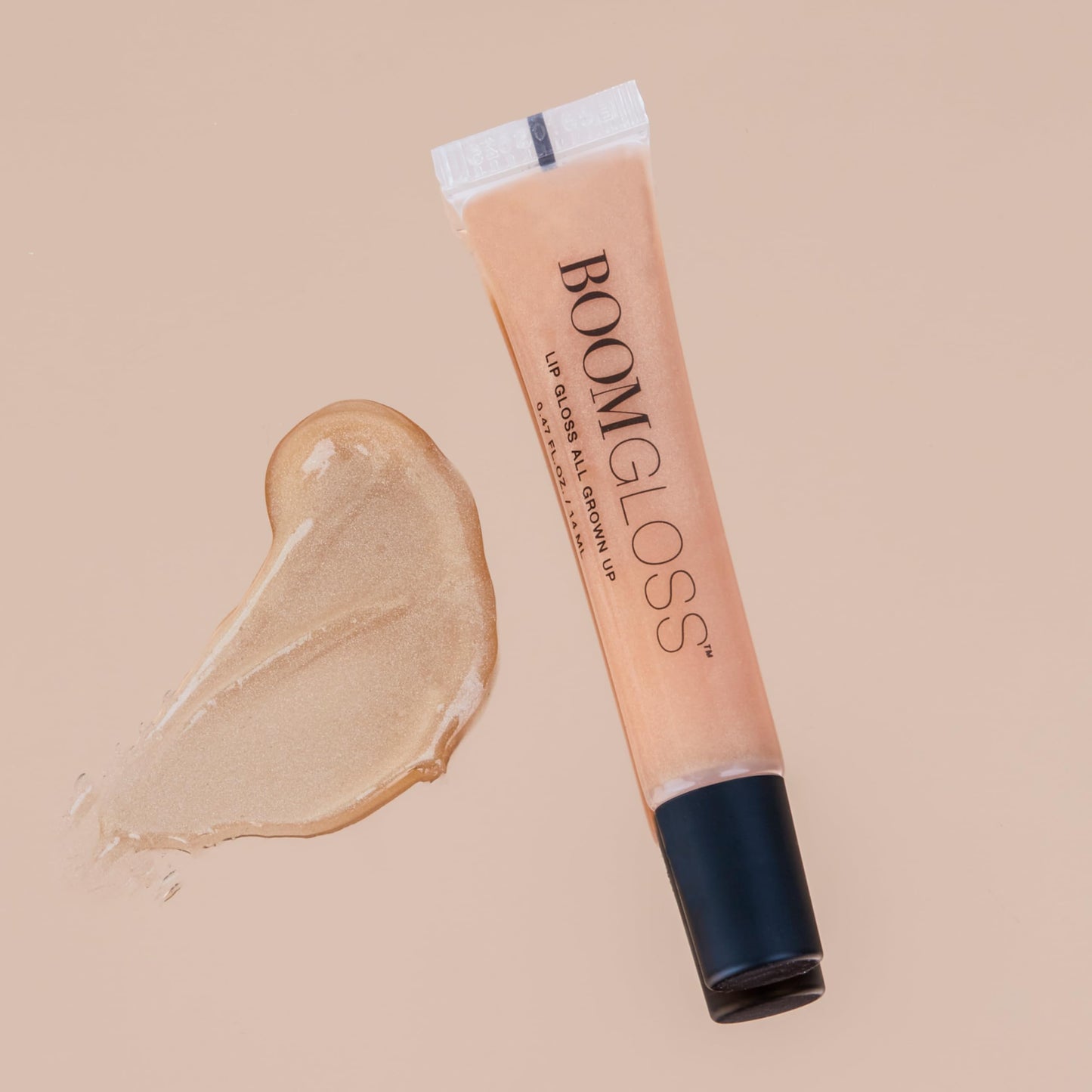 Boom Gloss ™ Non-Sticky, Hydrating Lipgloss for Radiant Shine, Moisturizing Lip Gloss with Olive Squalene, Rosehip Oil, Kukui Seed Oil, Sheer, Natural Finish - Peach Nude Tint