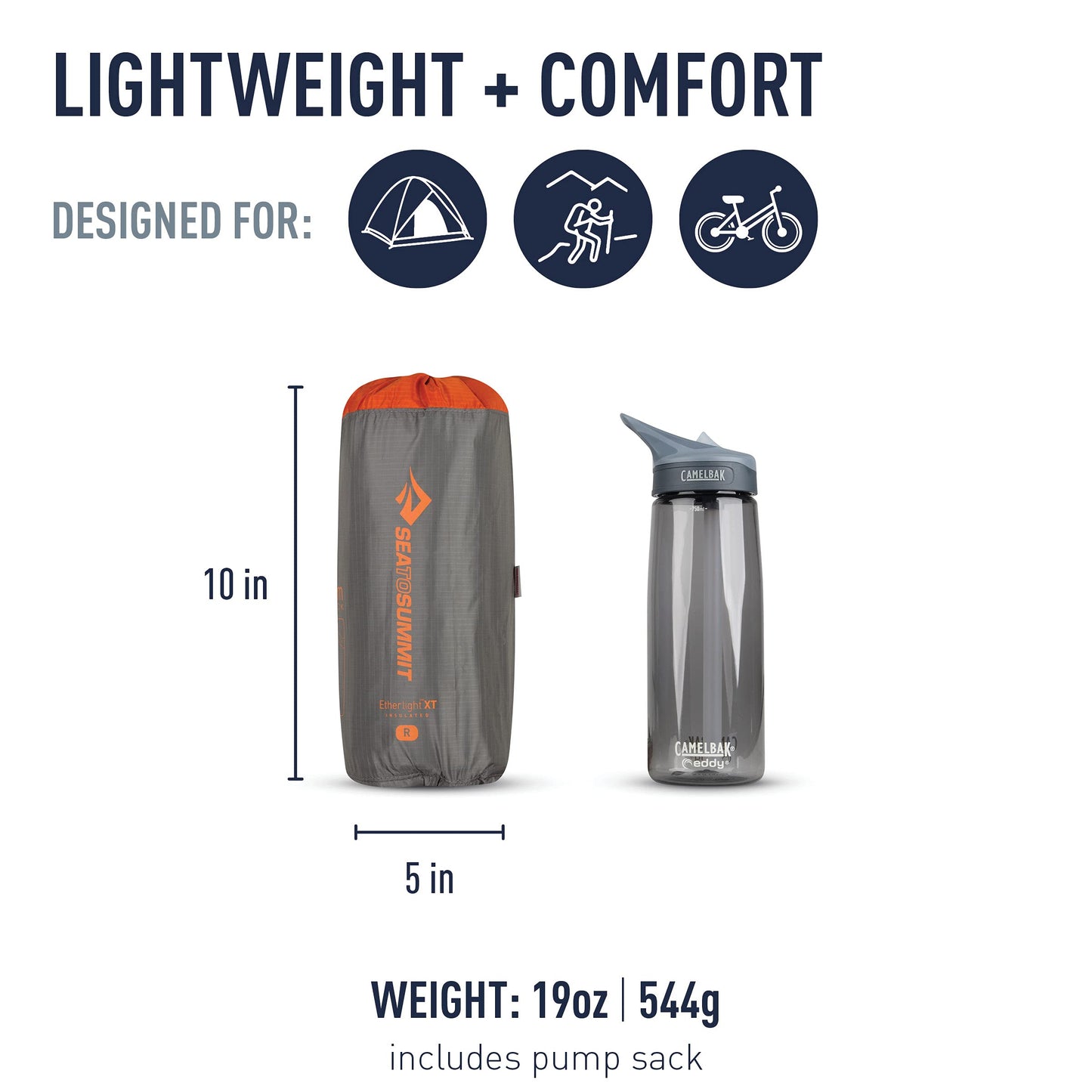 Sea to Summit Ether Light XT Extra-Thick Insulated Sleeping Pad, Tapered - Regular (72 x 21.5 x 4 inches)