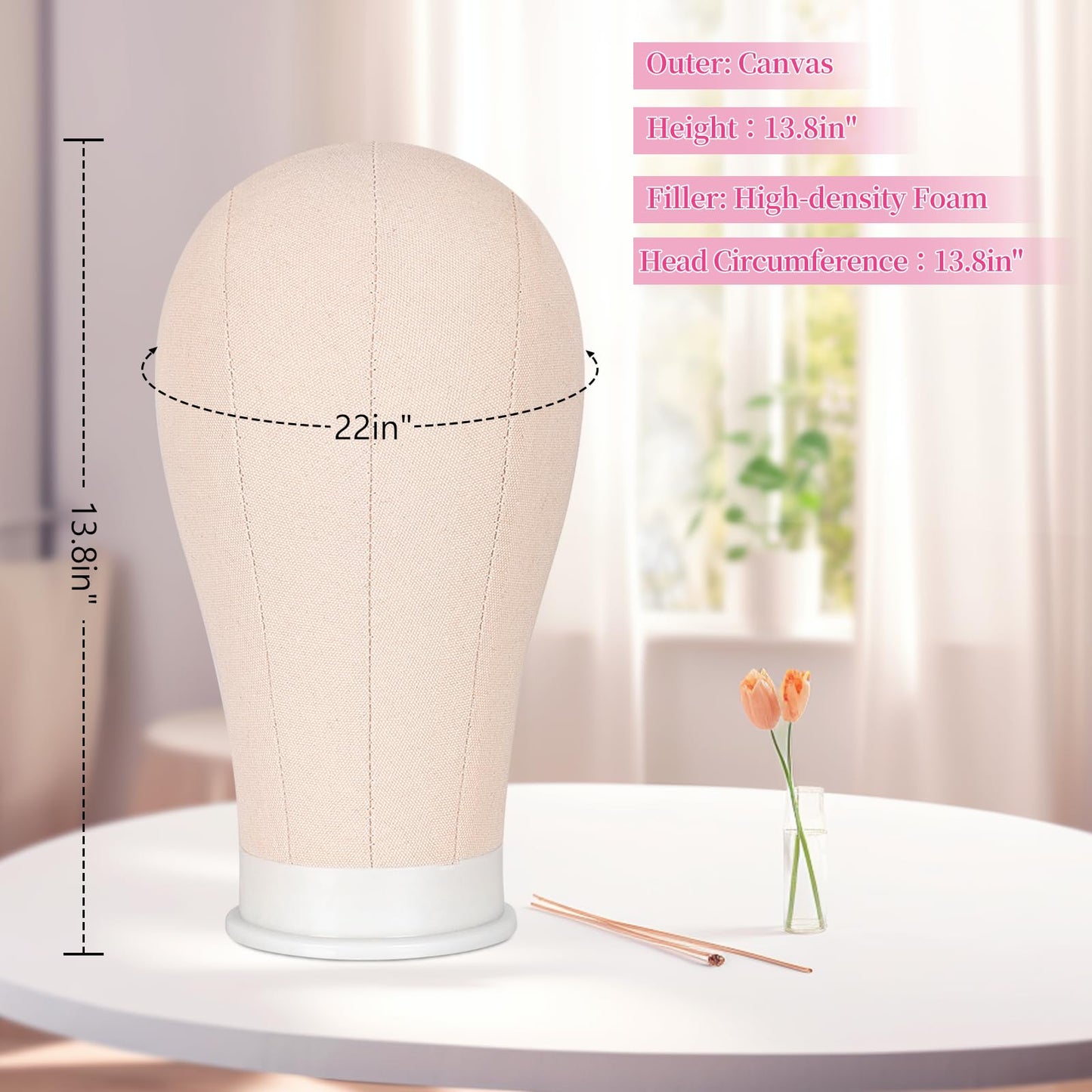 63In Wig Stand Tripod with 22In Head, Mannequin Head for Wig Making Display