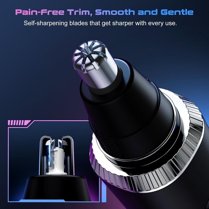 Nose Hair Trimmer - USB Rechargeable Clipper with LED Display | Dual-Edge Blades, Waterproof, Painless Ear & Eyebrow Trimmer