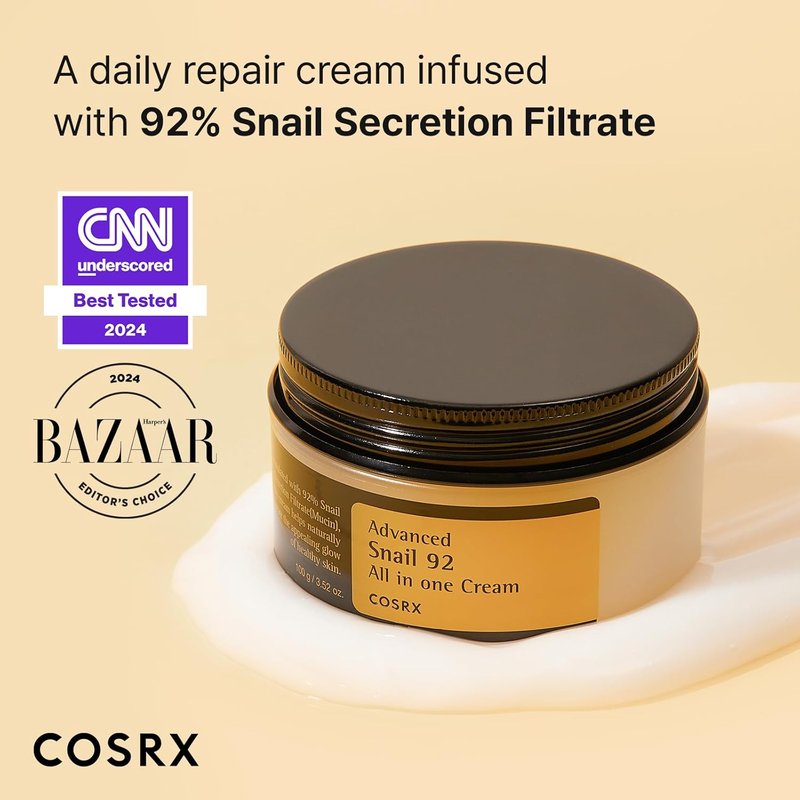 COSRX Snail 92% Cream - Hydrating Snail Mucin Moisturizer & Hydrogel Mask Set | Travel Essentials, Korean Skin Care