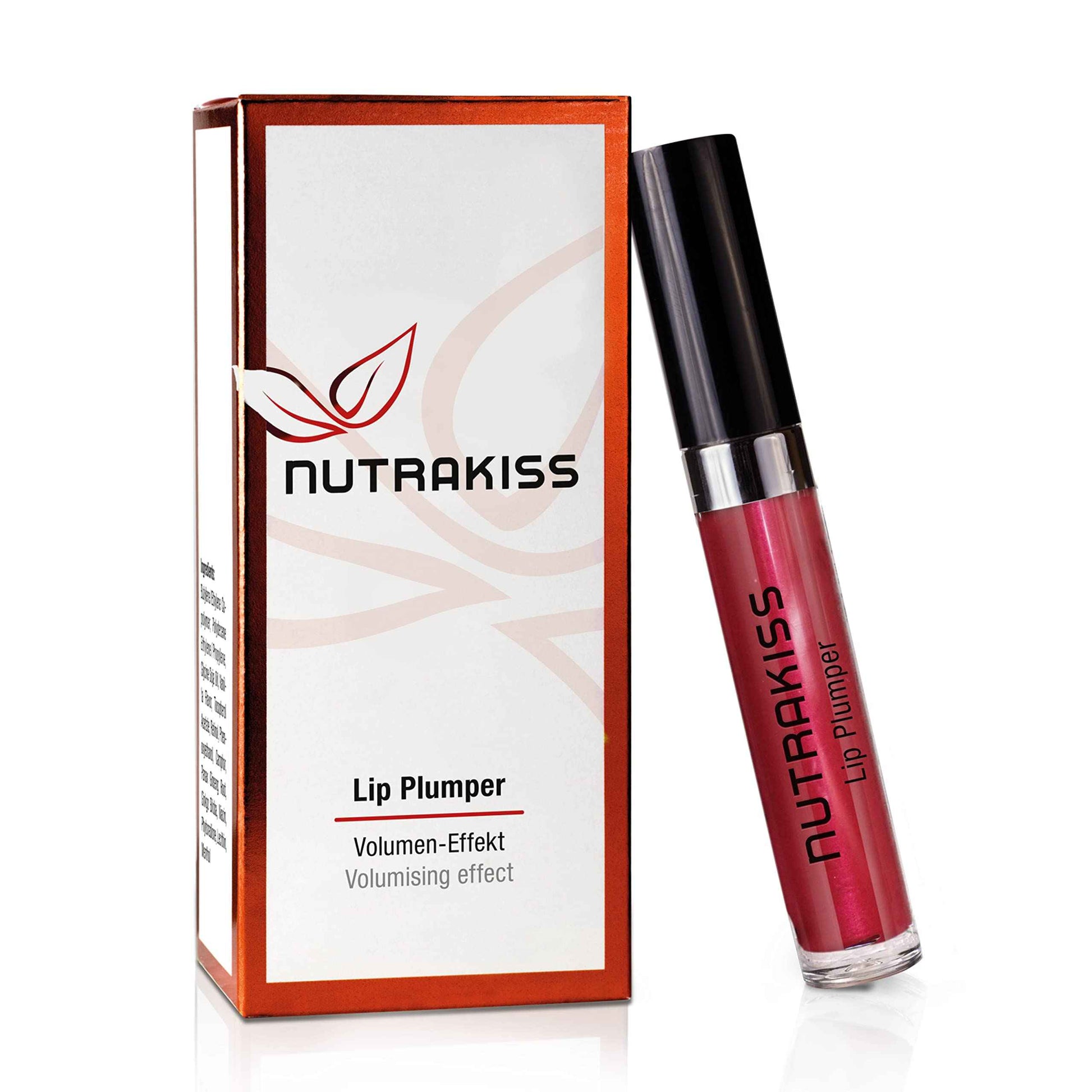 nutraCOSMETIC Nutrakiss Lip Plumper - Red I Natural Plumping Lip Gloss with Niacin (Vitamin B3) I Clear Lip Plumper for Fuller Lips I Made in Germany I 5ml