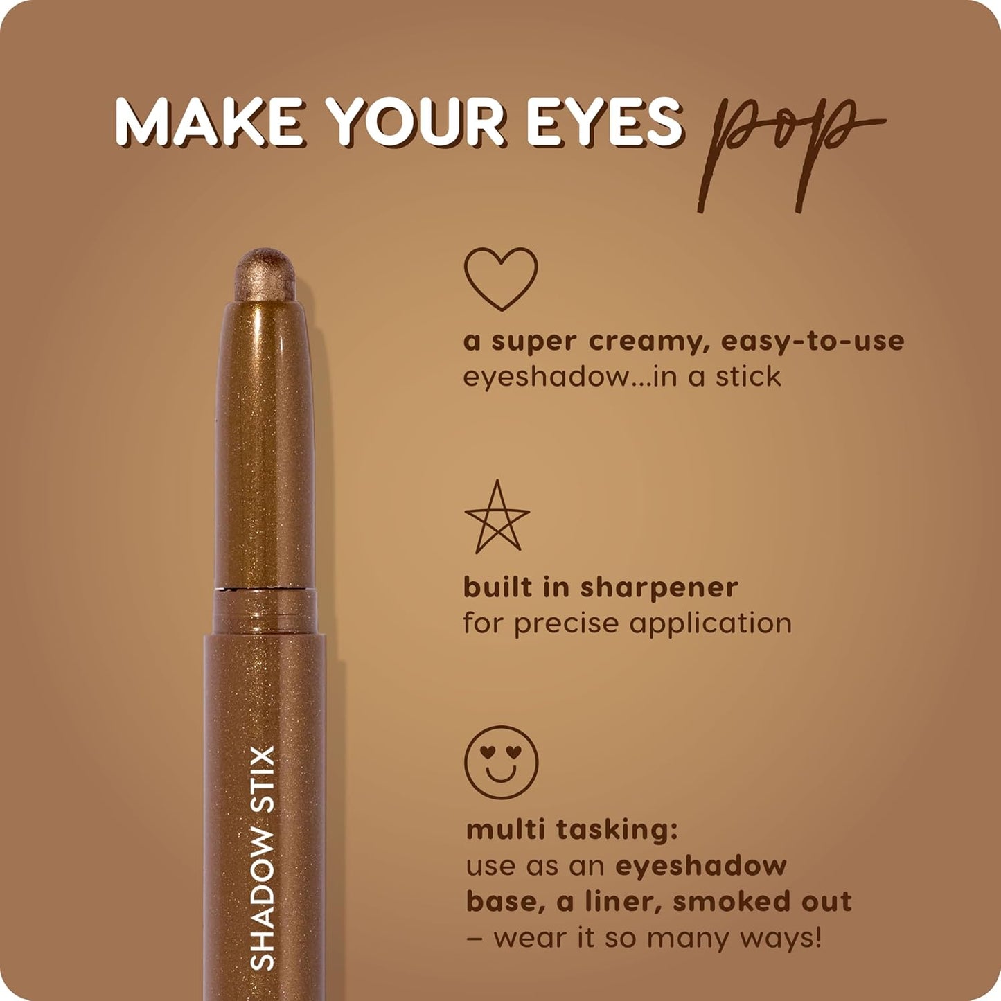 ColourPop Cream Eyeshadow Stick - Long-Lasting Multi-Use Makeup | Built-In Sharpener, Precise Tip, Quokka (0.05 oz)