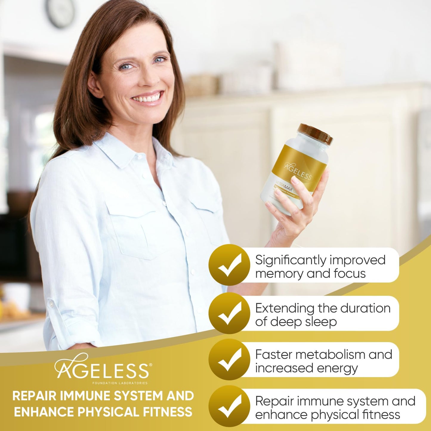 Ageless HGH Supplements for Women & Men, Ultra MAX Gold 90 Capsules