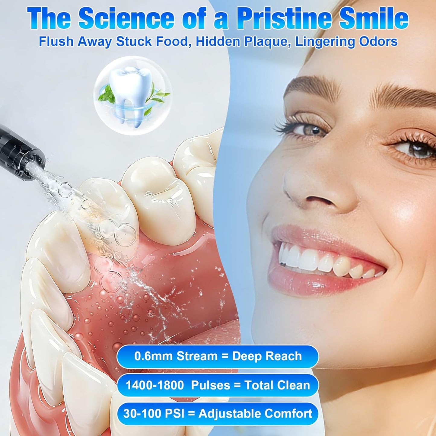 Dental Flosser Water Pick - Portable Cordless Oral Irrigator with 3 Modes | IPX7 Waterproof, Rechargeable for Adults and Braces