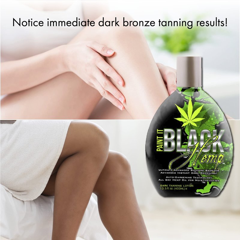 Millennium Tanning Products - Paint It Black Hemp Bronzer & Dark Tanning Lotion Accelerator for Indoor Tanning Beds & Outdoor Sun Tan - 13.5 fl. oz.
