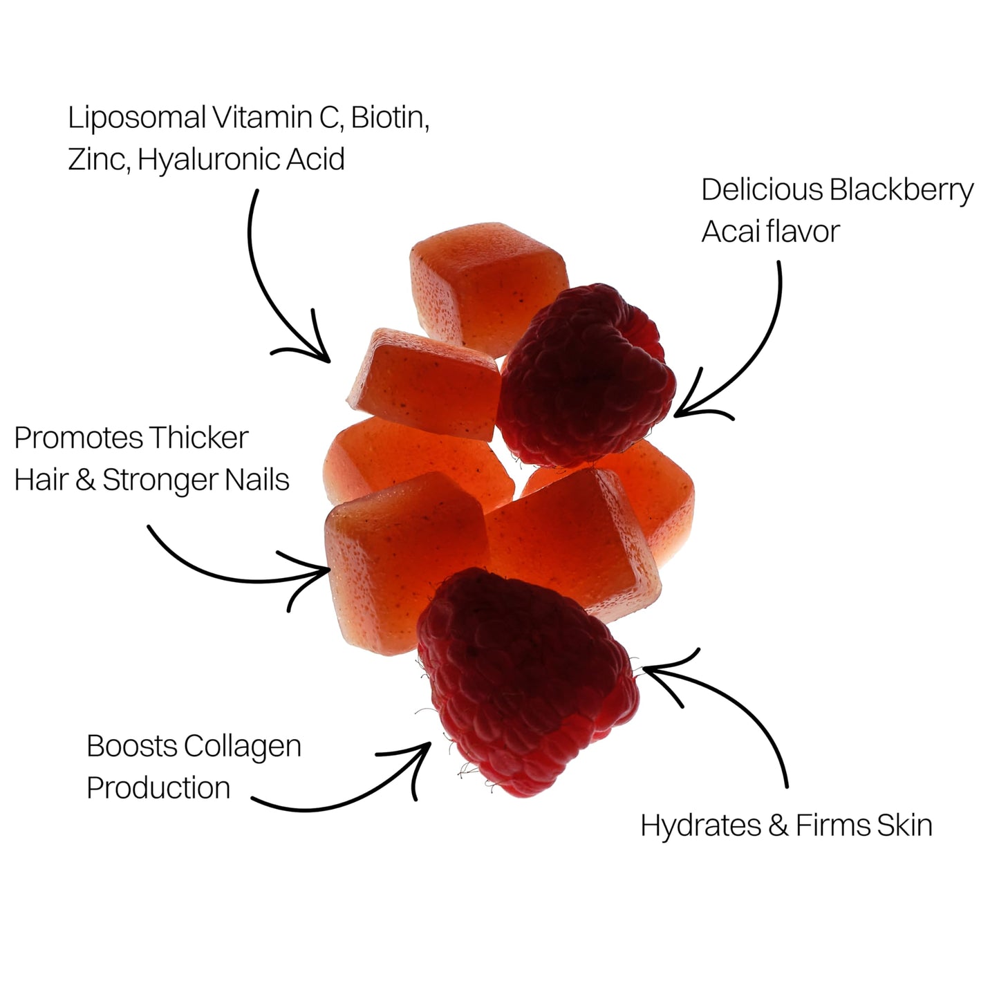 Haroutine Liposomal Hair, Skin & Nails Gummies, 2500 mcg Liposomal Biotin, 1200 mcg Vitamin A, 2 mg Vitamin E, Healthy Hair, Nail Strengthener, Skin Support - 30 Servings Raspberry Rose Flavor
