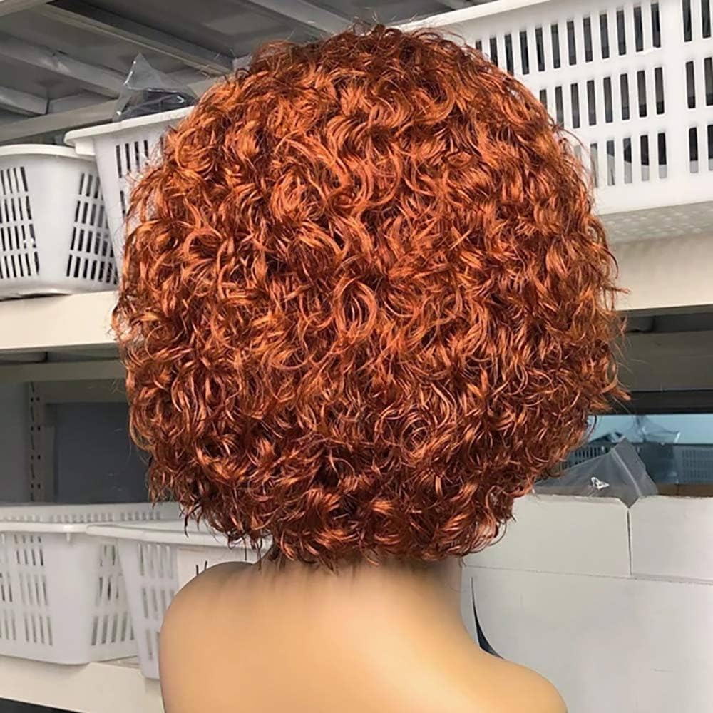 Pixie Cut Wig Human Hair 8 Inch Chocolate Brown Human Hair Wigs For Black Women Short Curly Glueless Wigs Human Hair Pre Plucked Pre Cut 4x4 Lace Closure Wear and Go Glueless Wigs (Brown, 8 inche)