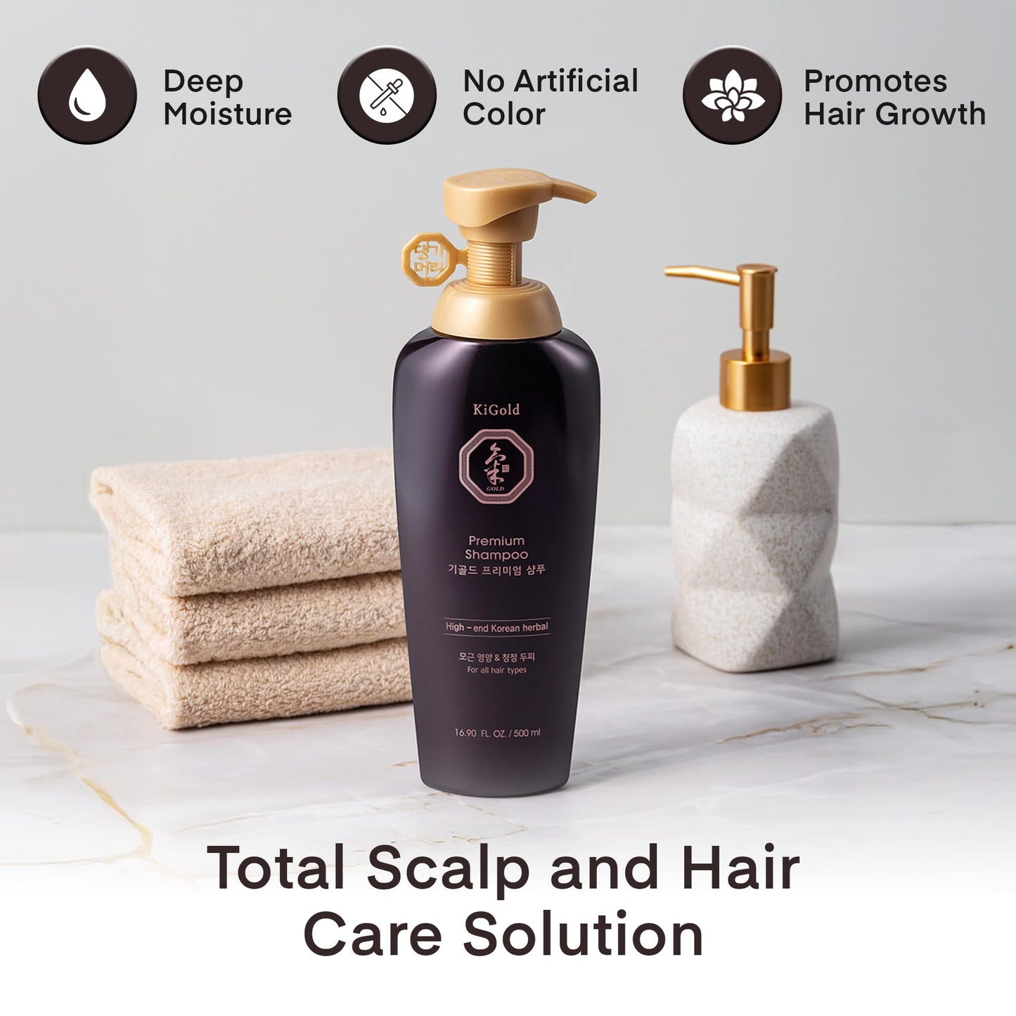 Daeng Gi Meo Ri - Ki Gold Premium Shampoo, Promoting Hair Growth, Effectively Moisture to Dry and Rough Hair, No Artificial Color, 16.9 Fl Oz