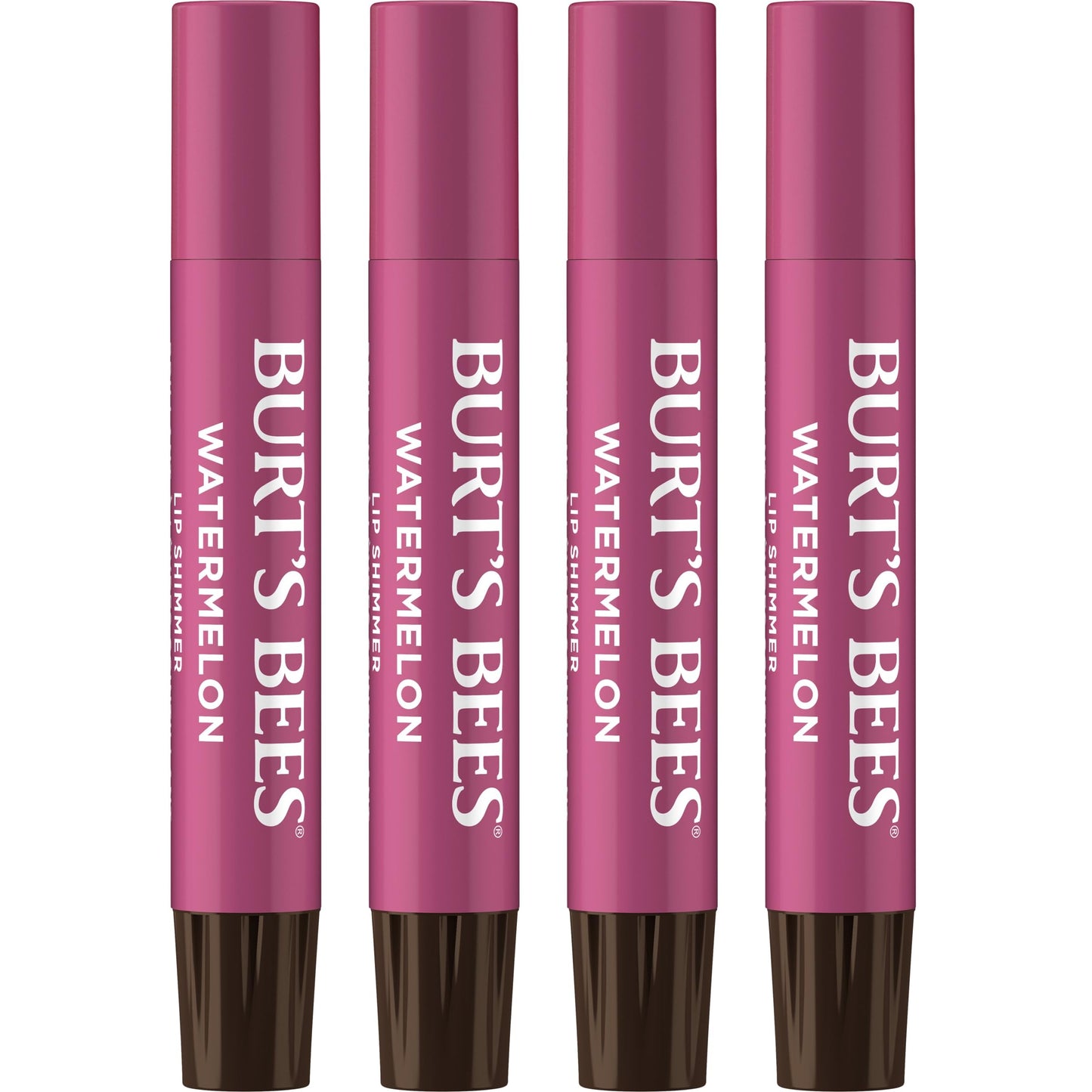 Burt's Bees Shimmer Lip Tint Set, Mothers Day Gifts, Tinted Lip Balm Stick, Moisturizing for All Day Hydration with Natural Origin Glowy Pigmented Finish & Buildable Color, Watermelon (4-Pack)