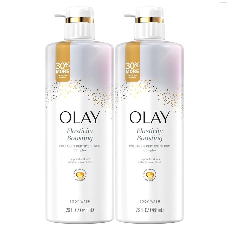 Olay Body Wash for Women - Elasticity Boosting Collagen Serum | 26 fl oz (Pack of 2)