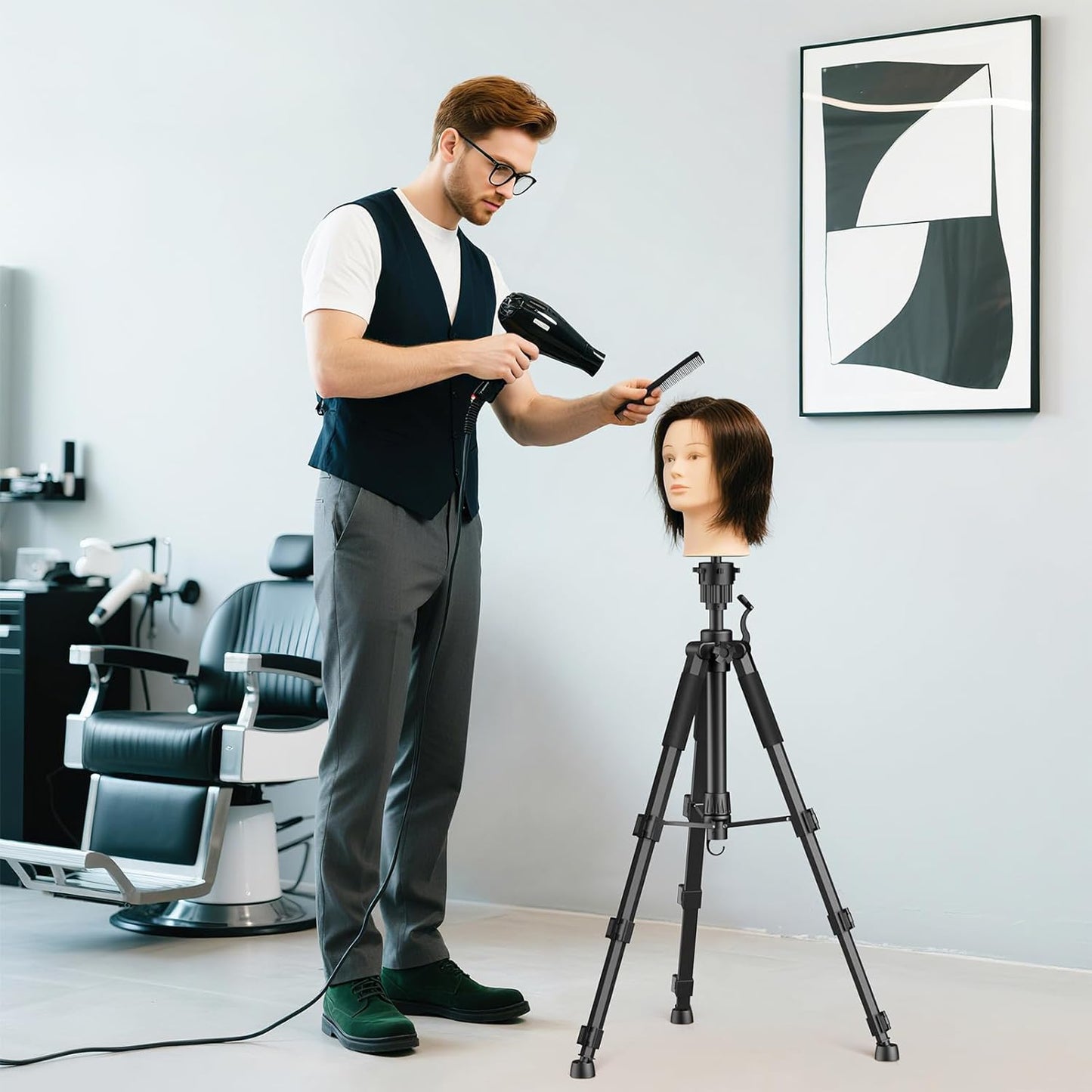 Adjustable Wig Stand Tripod - 54 Inch Heavy Duty Mannequin Head Stand with Non-Slip Base for Cosmetology