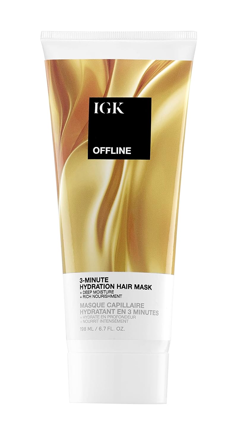 IGK Offline 3-Minute Hydration Hair Mask | Deep Conditioning Treatment for Dry, Damaged Hair - Vegan & Cruelty-Free