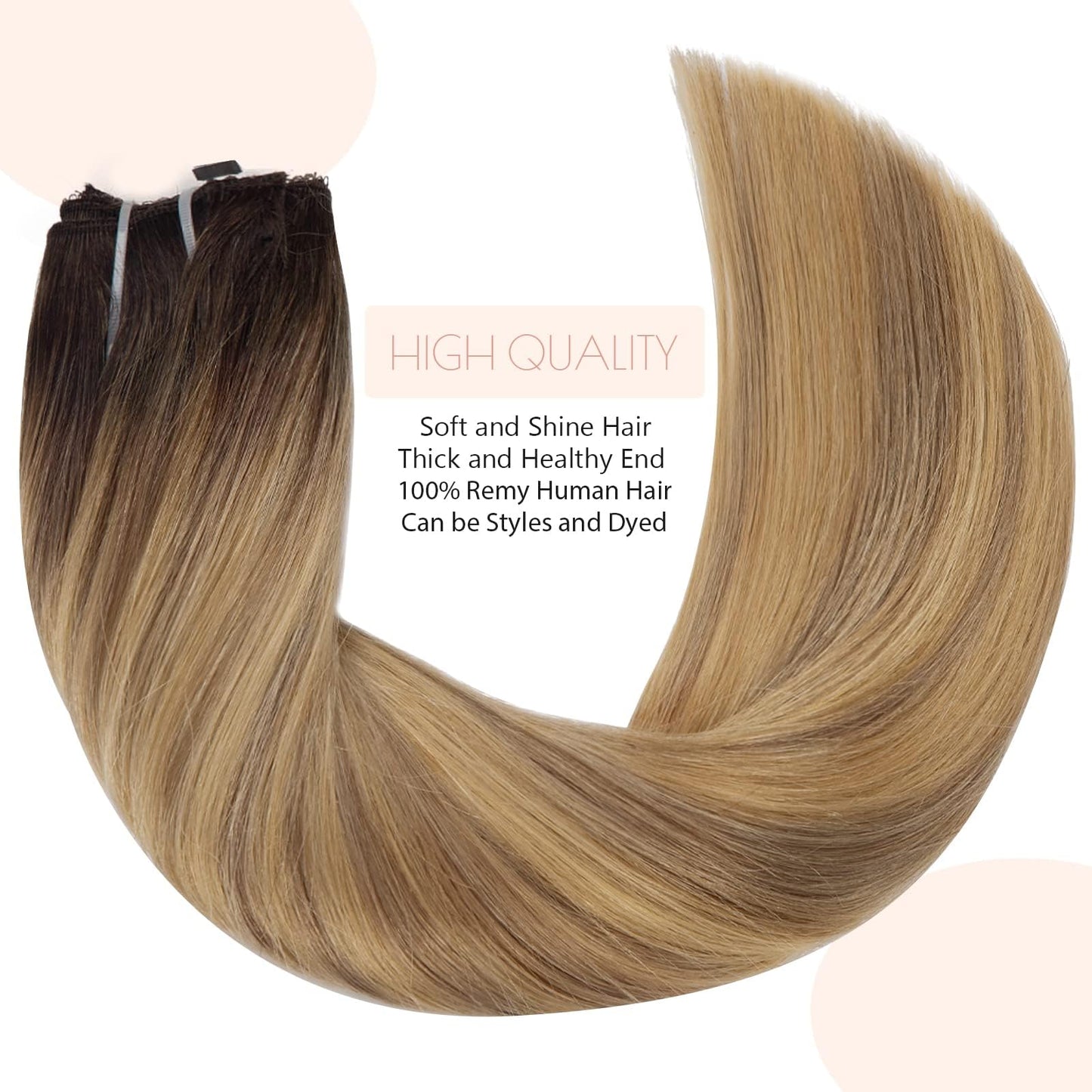 Loxxy Wire Hair Extensions Real Human Hair Silky Human Hair Extensions 18 Inch 95G Invisible Removable Fishing Line Clip in Extensions Human Hair Ombre Color Darkest Brown Fading to Chestnut Brown