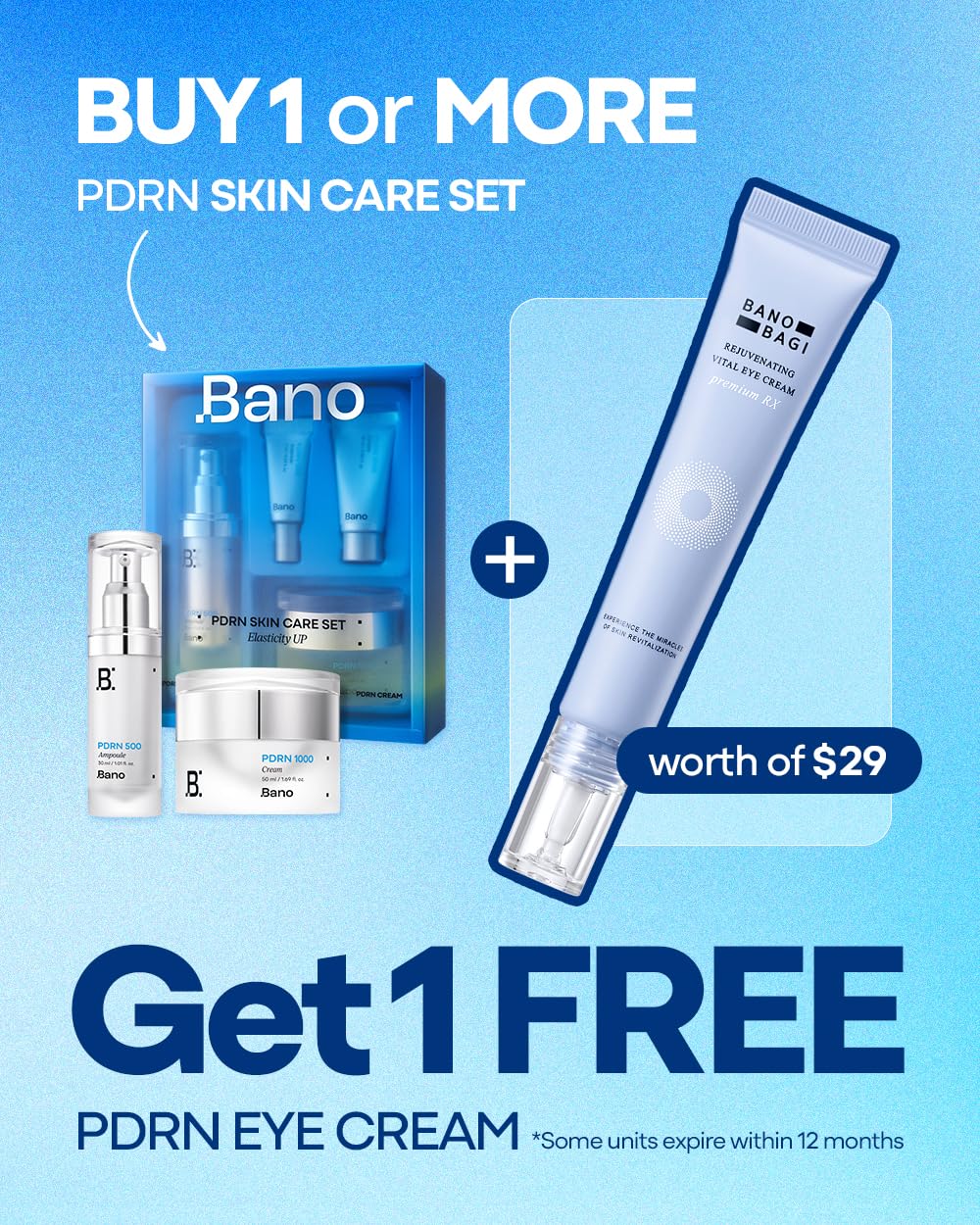 Banobagi PDRN Eye Cream – Under Eye Cream for Puffiness and Bags, Korean Skin Care with Centella, Panthenol & b-PDRN | Firming & Hydrating, Fragrance-Free, 0.5 fl oz
