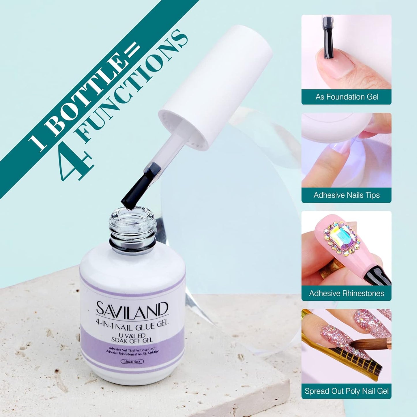 SAVILAND Gel Nail Kit - 500 Pcs Stiletto Nail Tips & Curing Lamp | DIY Acrylic Nails Art Set for Home Salon