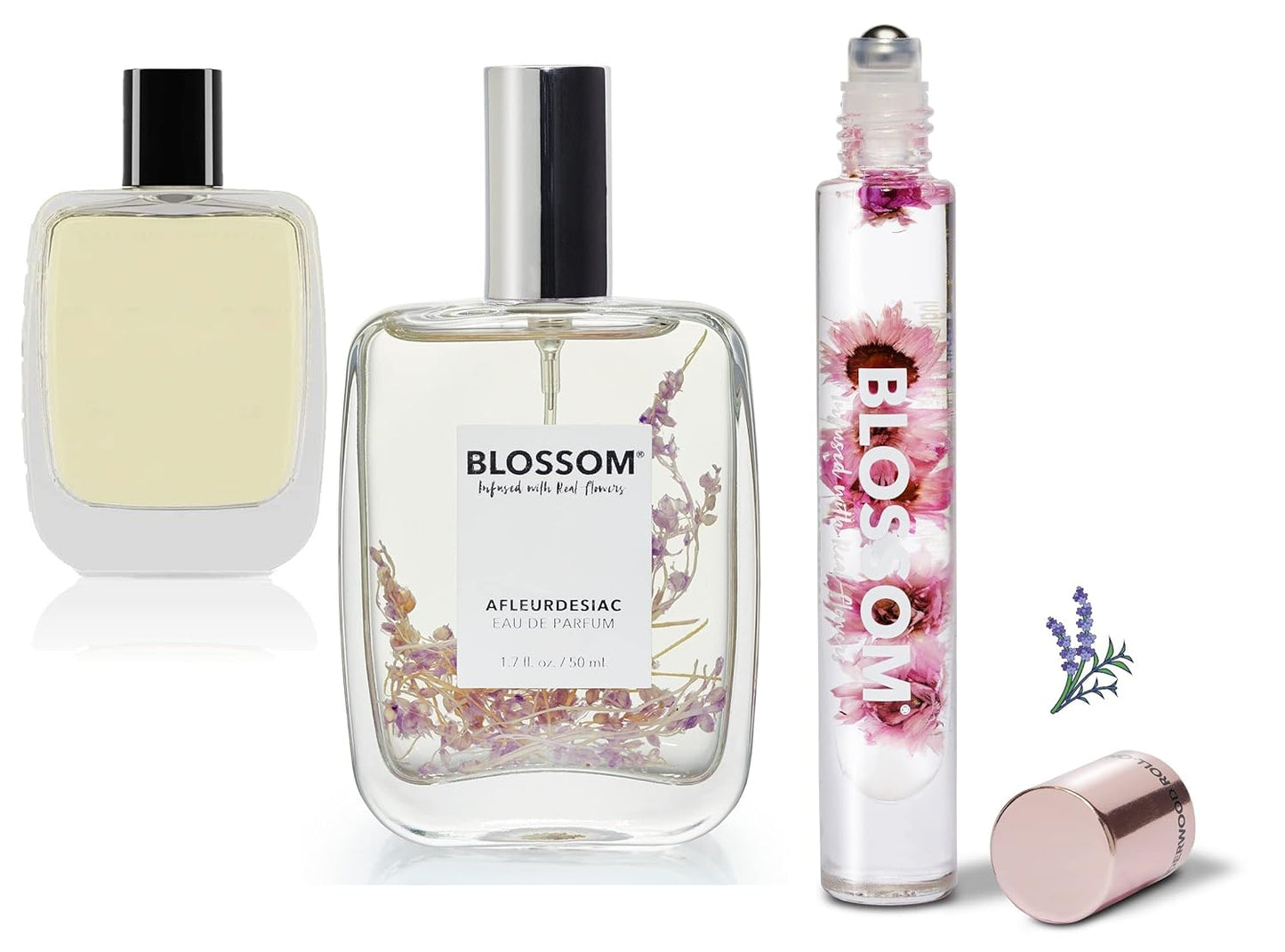 Blossom Roll-On Perfume Oil - Natural Essential Oils & Real Flowers | 2-Pack Lavenderwood & Afleurdesiac
