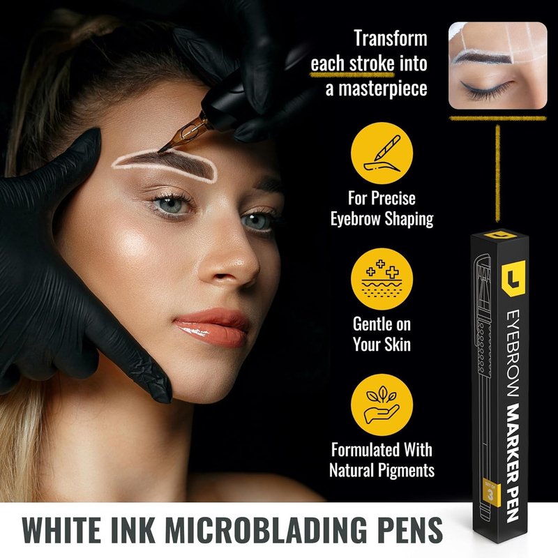 Eyebrow Microblading Marker Pen - 3pcs Felt Tip Position Mapping | White PMU Outline Tools