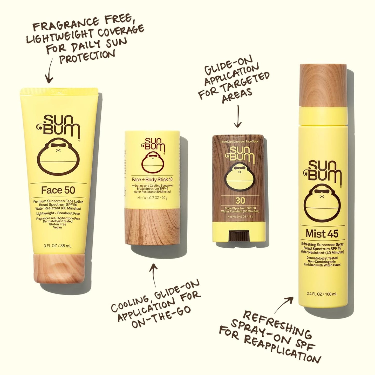 Sun Bum SPF 40 Sunscreen Stick - Cooling Water-Resistant Face & Body Protection | Travel Size - 0.7 oz