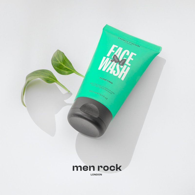 Men Rock Face Wash Purifying - Hydrating Facial Cleanser for Men with Tea Tree Oil - Moisturizing Face Cleanser - Mens Skincare Products - 5.1 oz