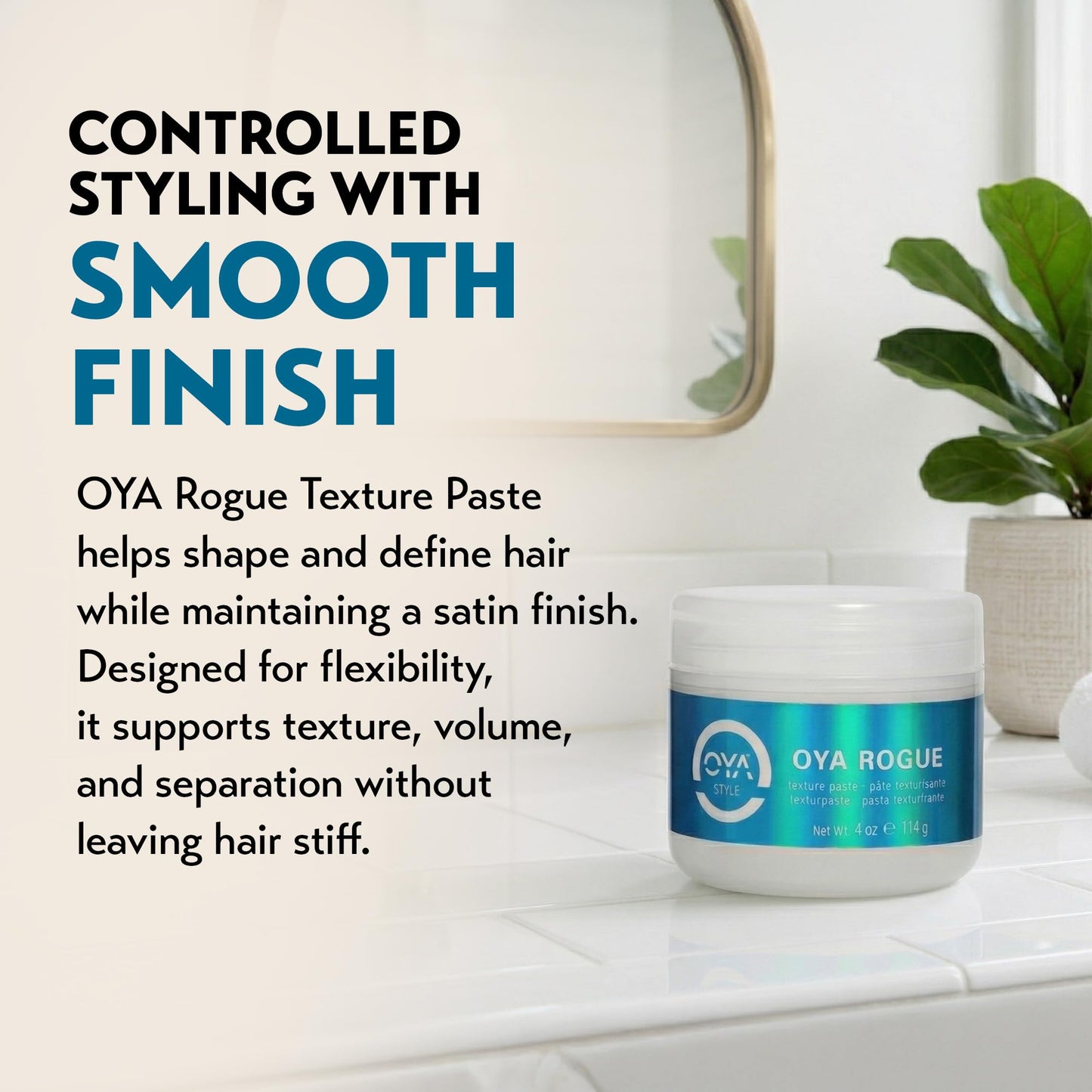OYA Rogue Texture Paste - Texturizing Hair Paste with Strong Hold and Satin Finish - Adds Definition, Volume, and Separation - Suitable for All Hair Types - Versatile Styling Control - 4.0 Fl Oz.