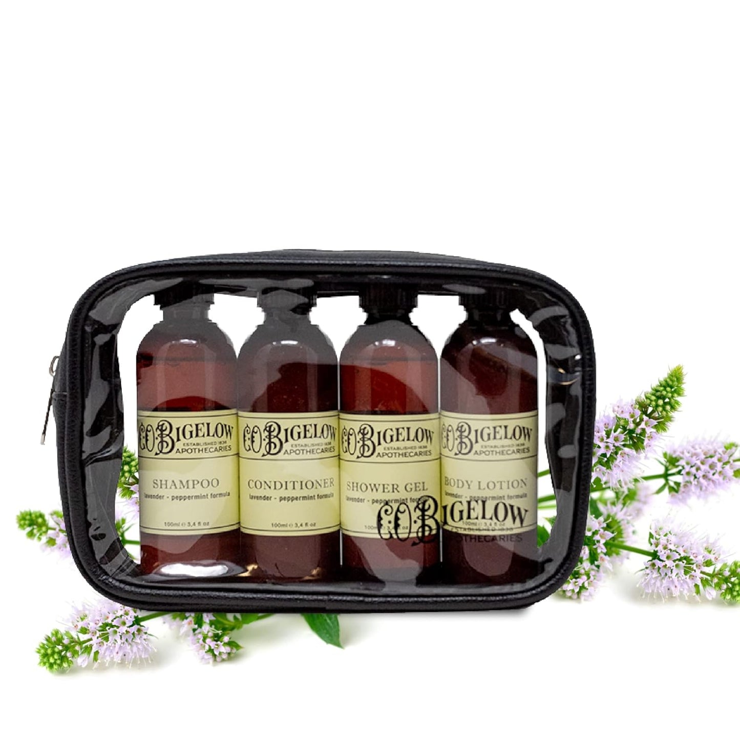 C.O. Bigelow Lavender Peppermint Travel Kit - 4 Items with Travel Case | Perfect for On-the-Go Relaxation