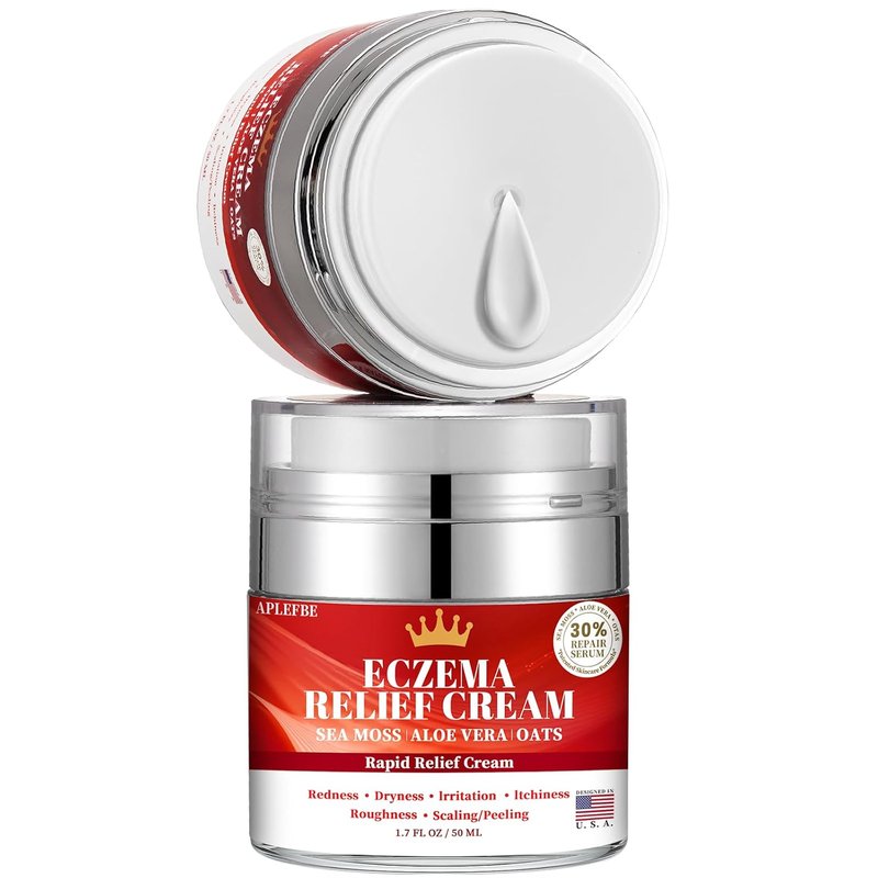 Eczema Relief Cream for Kids & Adults - Soothing Moisturizer with Sea Moss & Aloe Vera | Fragrance-Free, 1.7 FL OZ, 2-Pack